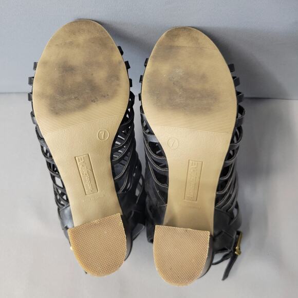 American Eagle Sandles Heels Shoes Womens 7 Black Strappy 3.5" Block Heel Buckle - Picture 14 of 15